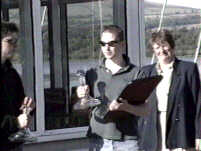 Overall winner Chris Fry looked on by Vice-Commodore Judith Kirkpatrick