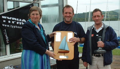 NW Enterprise Champion helm and crew J & C Blundell from Hallamshire with Vice-Commodore Jose Hodgkins